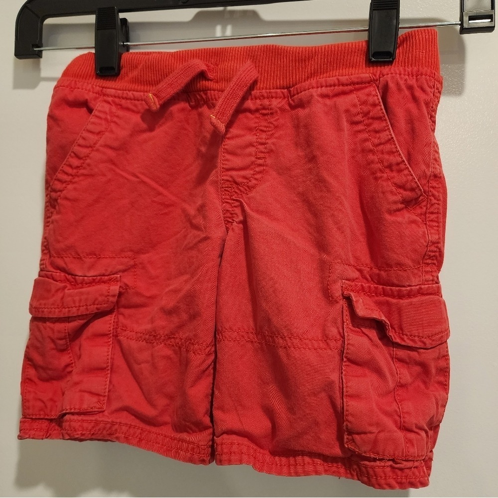 Kid's sz 3T Red Cotton Cargo Shorts Elastic Waist Drawstring Patriotic Summer